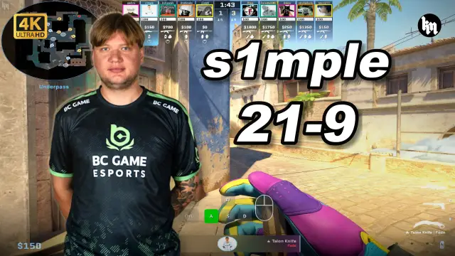 s1mple 🔥s1mple天梯单排 (21-9) 1.72 Rating 均分3200 荒漠迷城 POV | 2026.08.24 视频封面
