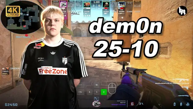 dem0n 🔥dem0n (25-10) 1.90 Rating | avg 3.4K ELO | Dust2 POV | Aug 24, 2026 视频封面