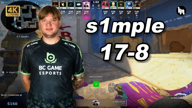 s1mple 🔥s1mple (17-8) 1.28 Rating 均分3200 荒漠迷城 POV | 2026.08.29 视频封面