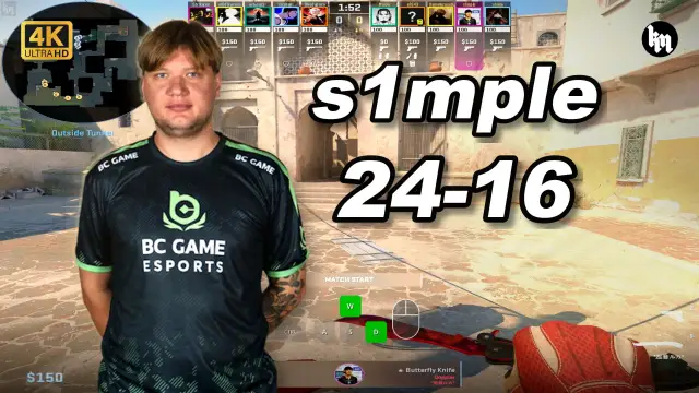 s1mple 🔥s1mple (24-16) 1.16 Rating 均分3300 炙热沙城2 POV | 2026.08.31 视频封面