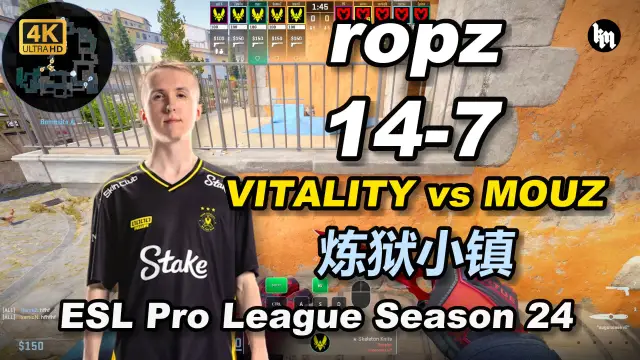 ropz ropz (14-7) VITALITY 对阵 MOUZ (炼狱小镇) | ESL Pro League Season 24 视频封面