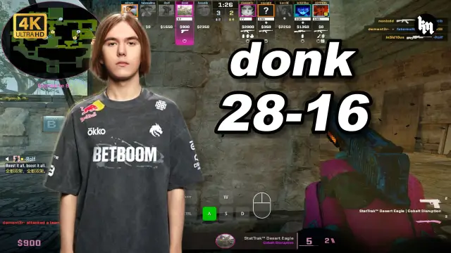 donk 🔥donk (28-16) 1.46 Rating 均分3500 远古遗迹 POV | 2026.08.30 视频封面