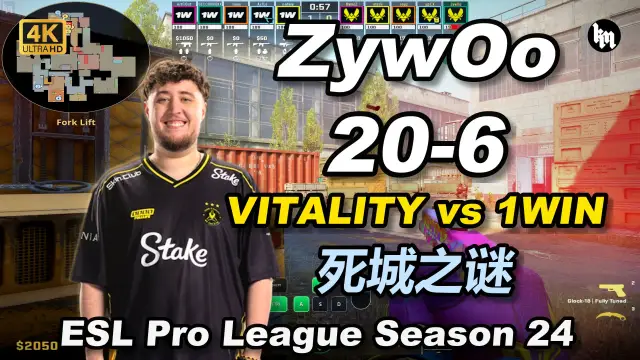 ZywOo ZywOo (20-6) VITALITY 对阵 1WIN (死城之谜) | ESL Pro League Season 24 视频封面