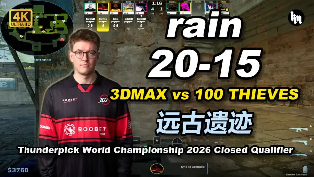 rain rain (20-15) 100T vs 3DMAX (远古遗迹) | Thunderpick World Championship 2026 封闭预选赛 视频封面