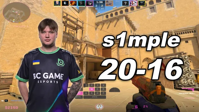 s1mple 🔥s1mple (20-16) 均分3300 荒漠迷城 POV | 2026.10.27 视频封面