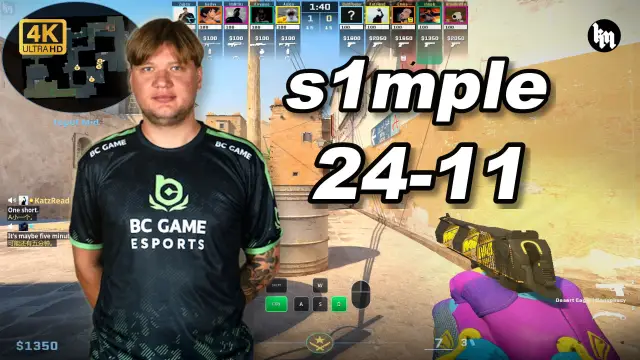 s1mple 🔥s1mple (24-11) 1.53 Rating 均分3400 炙热沙城2 POV | 2026.09.24 视频封面