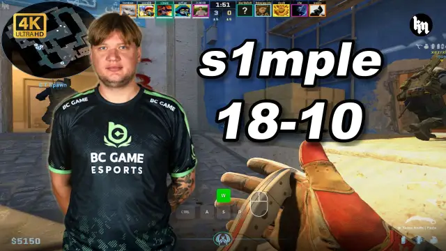 s1mple 🔥s1mple (18-10) 天梯单排 均分3200 荒漠迷城 POV | 2026.09.08 视频封面