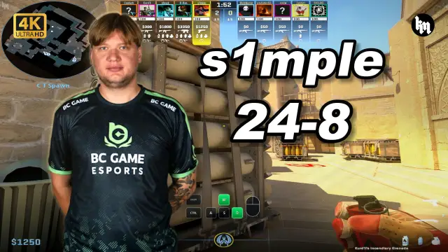s1mple 🔥s1mple 24-8 均分3200 荒漠迷城 POV | 2026.10.13 视频封面